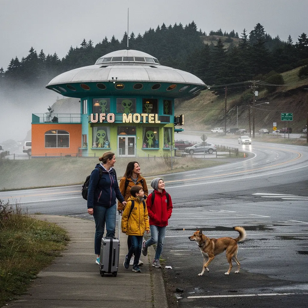 Яркий неоновый знак у входа в необычный музей в США